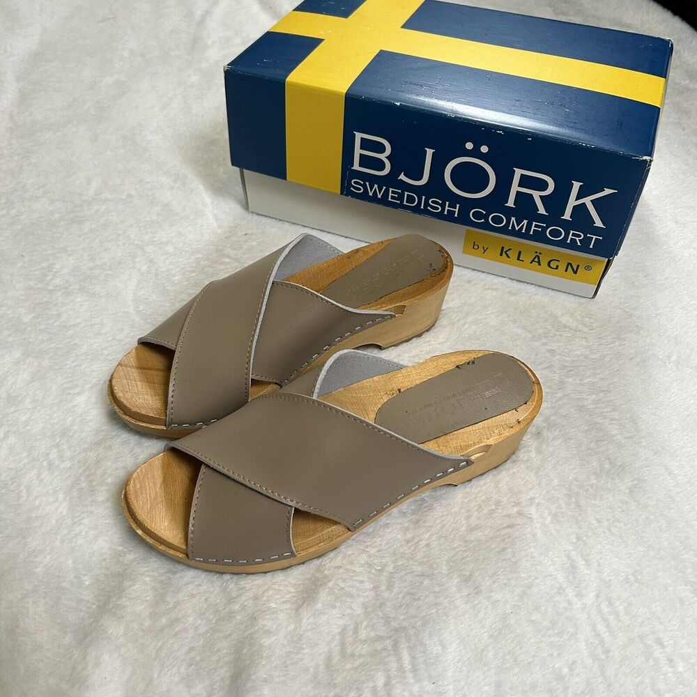 Bjork Swedish Comfort Sandals Shoes Beige Leather Upper size EU 37 US 6.5